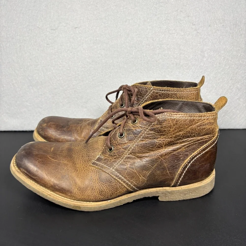 BED STU Draco Men's Leather Chukka Ankle Boots Distressed Brown Lace Up Size 11